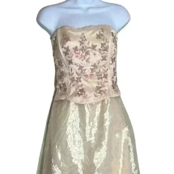 Vintage Fairycore Princess Coquette Embroidered Corset Prom Dress 8 Made In USA - Picture 8 of 15